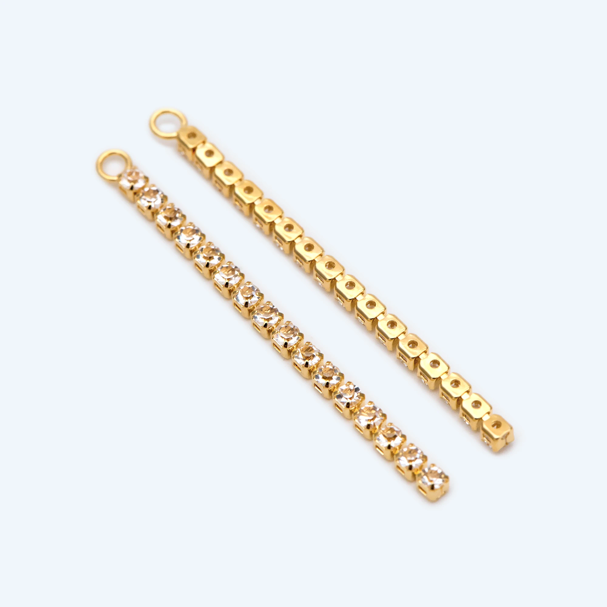 

10pcs CZ Pave Gold Chain Charms 43mm, Earring Threader Components, Earwire Thread Pendants (GB-286)