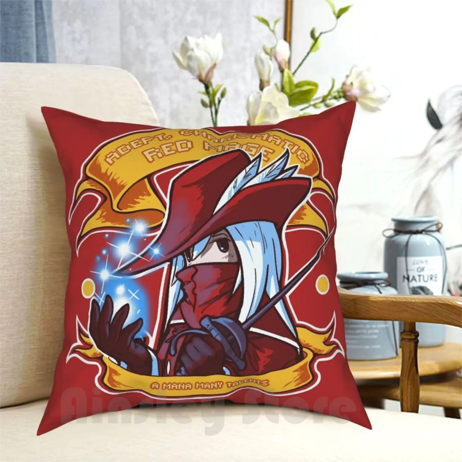 Adept , Charismatic Red Mage Pillow Case Printed Home Soft Throw Pillow Red Mage Red Mage Final Fantasy Final Fantasy