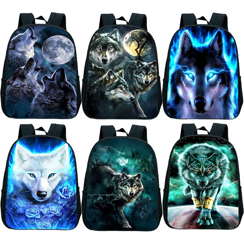 

Children Animal Wolf Backpack back to School Backpack Primary Kindergarten Mochila Casual Knapsack Kids 3D Printing School Bags