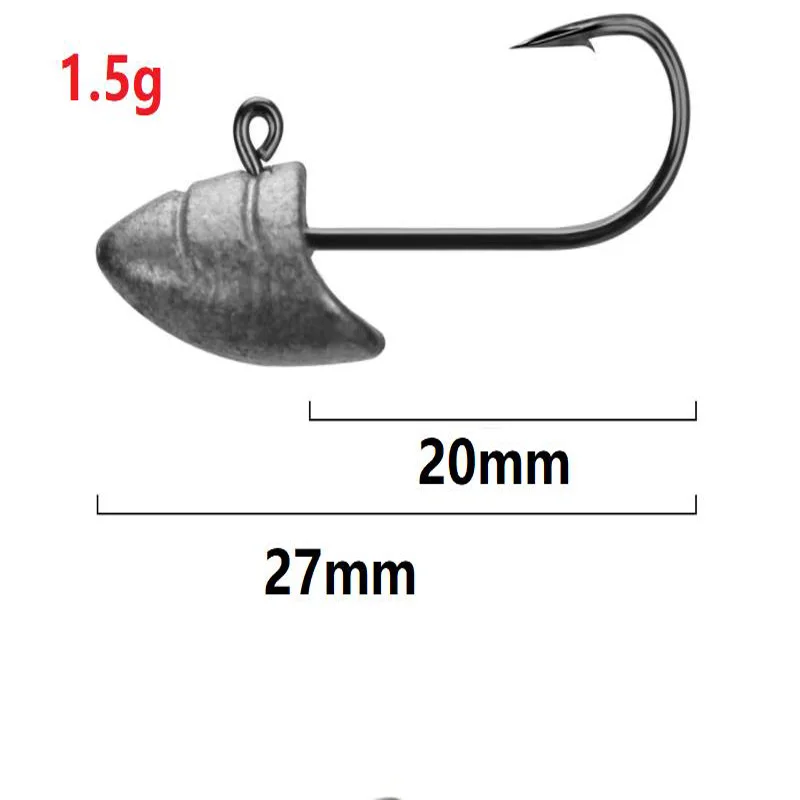 5pcs/Lot Root fishing Lead Head Hook Strengthen blood groove hook for Soft Worm Lure Bait Jig Barbed Single Fishhook Accessories