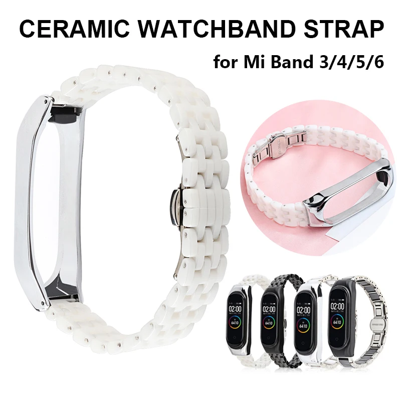 Ceramic White Metal Strap for Mi Band 6 7 Mi7 Bracelet for Xiaomi Miband 5 4 3 Band Mi6 Mi5 Wristband Replacement correa