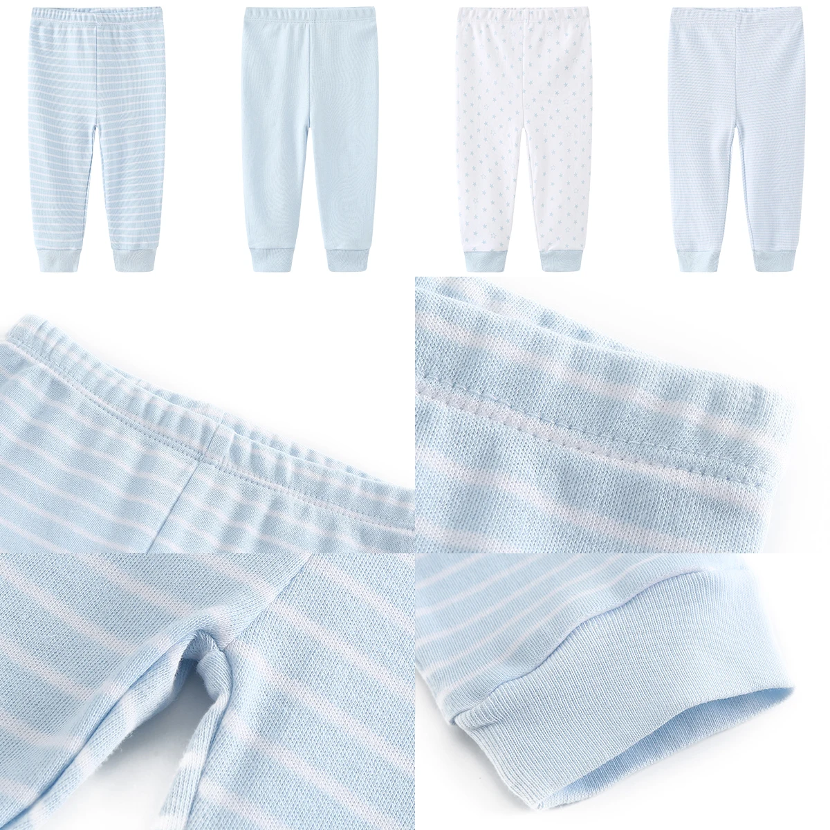 Newborn Baby Girl Boy Pants 4Pcs/sets Striped Baby Long Leggings Cotton Trousers Unisex Pantalones 0-12M roupas de bebe