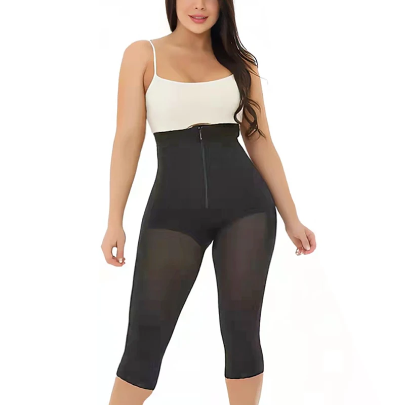 Shaperwear Yoga Gym Sports High Compression Powernet Front Zipper Better Comfort Butt Lifter PantsCotton