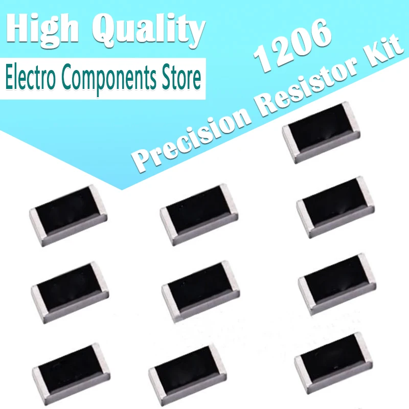 200Pcs/Lot 10Values 1% 1206 SMD Precision Resistor Kit Assorted Kit 0.1R ~ 1R 0R10 0R15 0R22 0R33 0R47 0R50 0R62 0R75 0R82 1R00