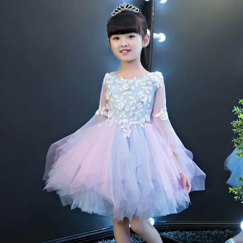 Kids First Communion Dresses Long Trailing Girls Dress Child Mermaid  Long Tail Peacock Ball Gown For Wedding Evening Prom Party