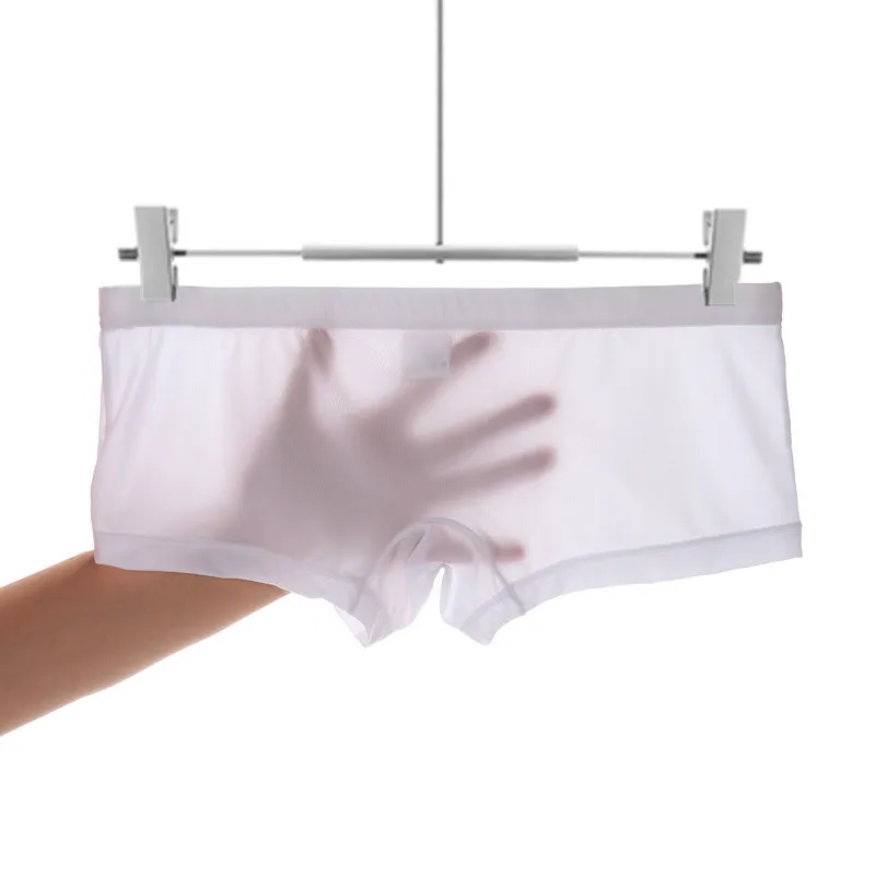 Transparent Men Sexy Seamless Underwear Pants Boxershorts Male Ice Silk Slips Homme Panties Small Boxer Shorts