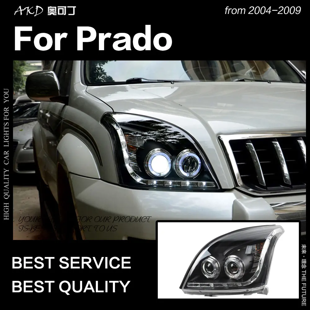 AKD Car Styling for Toyota Prado Headlight 2004-2009 LED Headlight DRL Hid Head Lamp Angel Eye Bi Xenon Beam Accessories