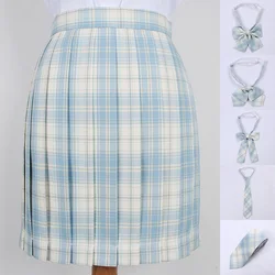 Japanese School Dresses JK Uniform Skirt Tartan Japanese Pleated Skirt Sky Blue Plaid Skirt For Girls Cosplay Anime Sailor Suit