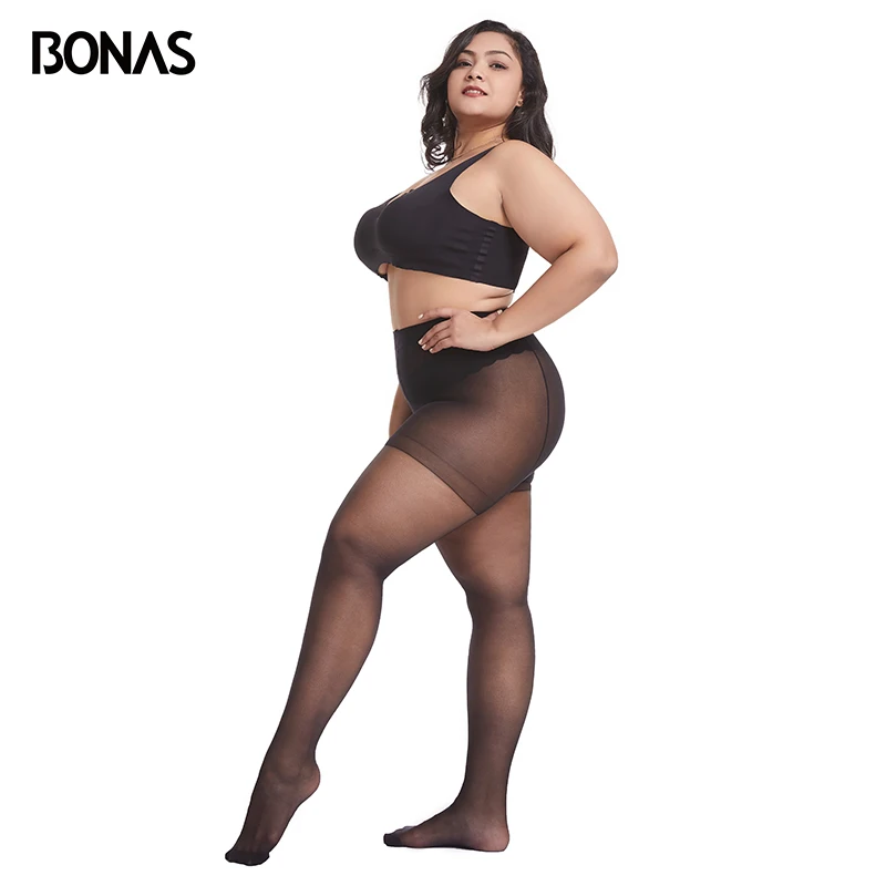 BONAS-pantimedias elásticas para mujer, medias de nailon resistentes al desgarro, Sexy, corte arbitraria, 15D, XXXL, Primavera