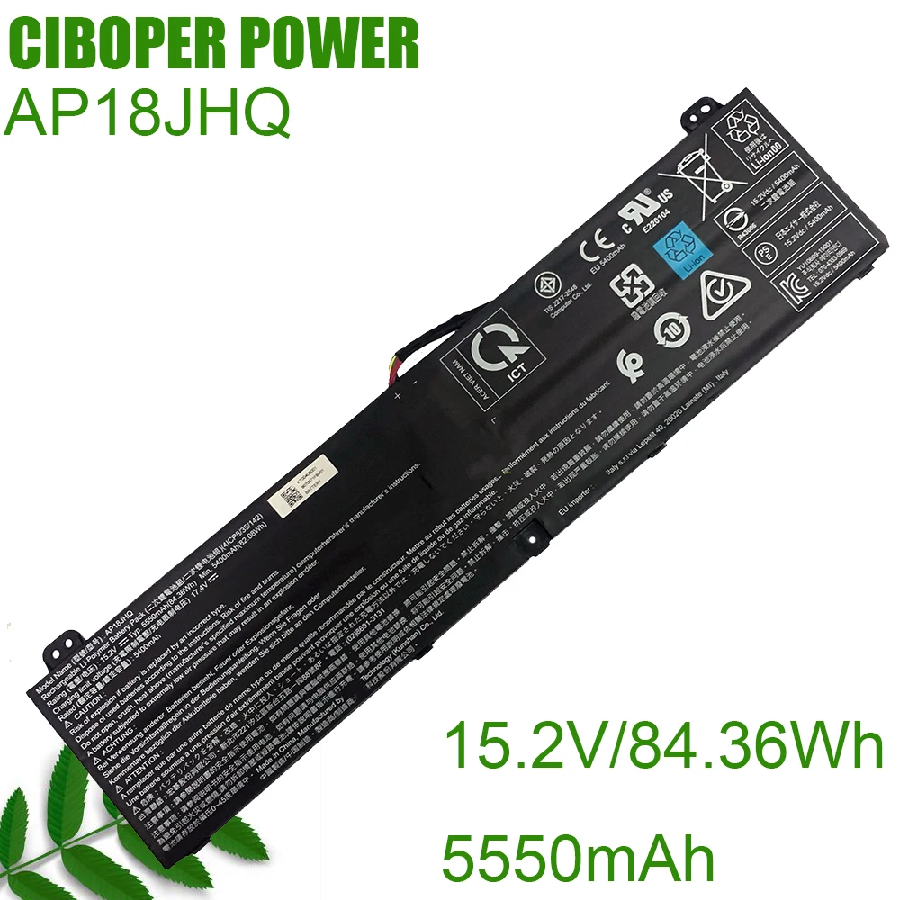 CP Genuine Laptop Battery AP18JHQ 84.36WH 5550mAh For Predator TRITON 500 PT515-51-550J 745Q 74D3 70PV 727U 76U7 KT.00408.001