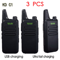 3PCS WLN KD-C1Mini Walkie Talkie Portable Radio UHF 400-470 MHz 5W 1500mah With 16 Channels  slim Amateur Handheld Transceiver