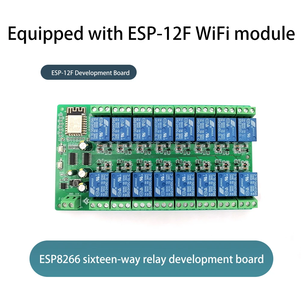 ESP8266 WIFI 16 Channel Relay Module ESP-12F Development Board Power Supply 5V/12V/24V 10A