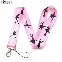 YIMUBA Ballerina Silhouette Lanyard Keychain Multi-function Neck Straps for Keys Cell Phone Badge Holders Gift for Ballet Dancer