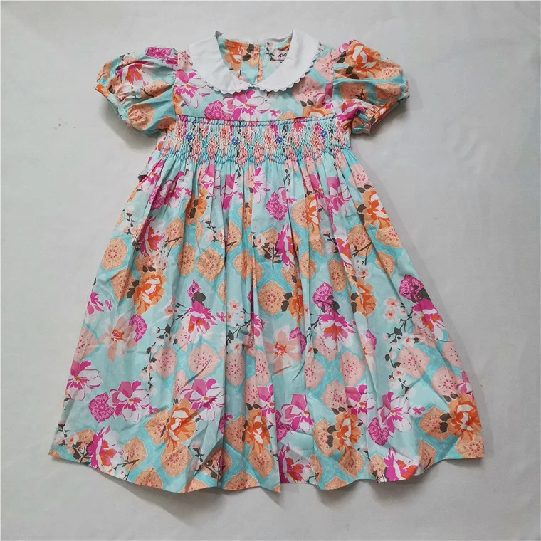 Age 4 6 8 10 12 Years Girls Princess Smocked Dresses Summer Kids Girls Floral Smocking Dresses For Wedding Birthday Party