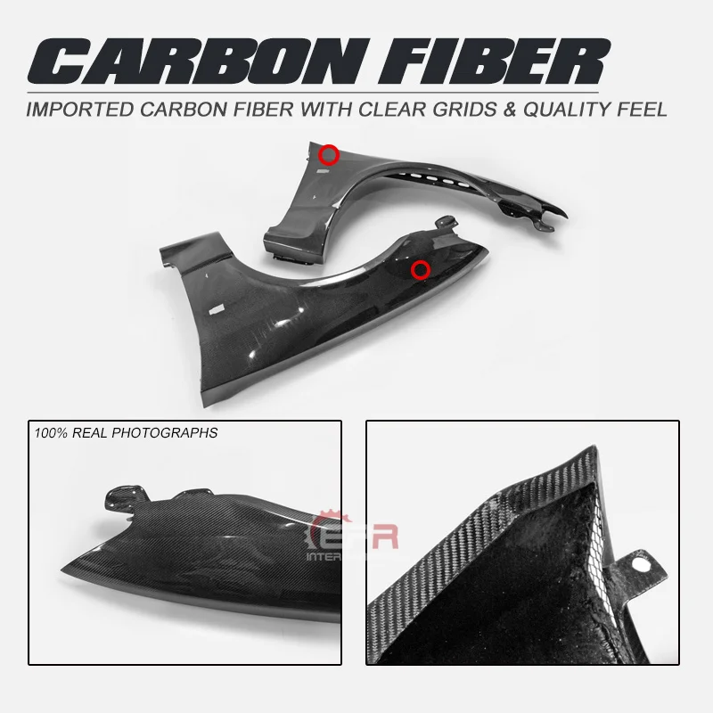 For Nissan R33 Skyline GTR BCNR33 RF Tape Carbon Fiber Glossy Finished Front Wide Vented Fender Exterior Car accessories Bodykit