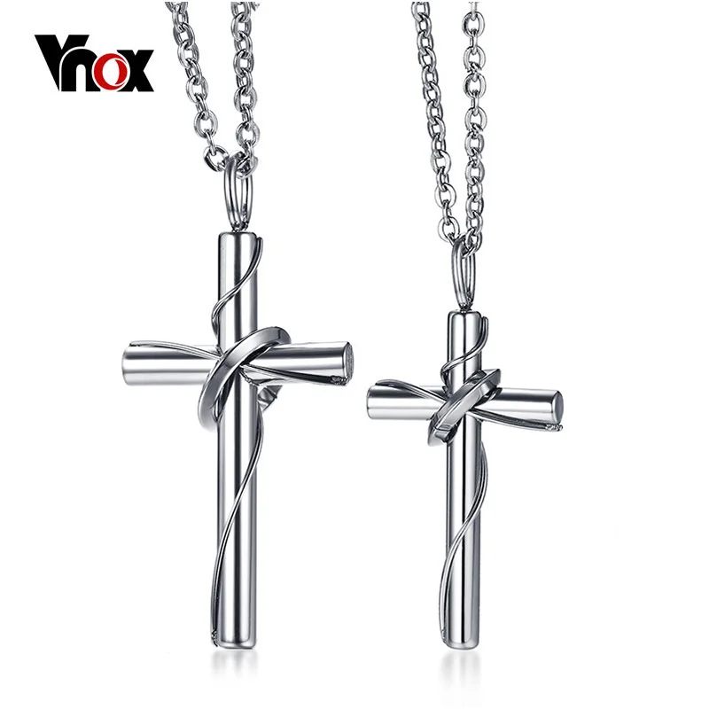 

Vnox Stainless Steel Color Women's Men's Fashion "Lingering Love Cross"Couple Pendant Necklace