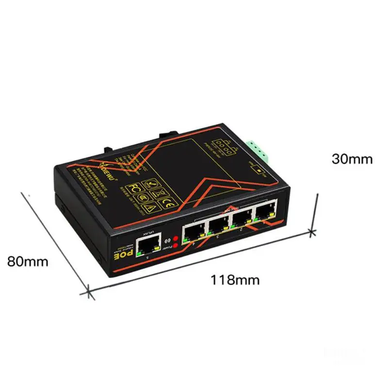 محول إيثرنت صناعي 5 منافذ ، محول شبكة 48V 10/100Mbps ، POE DIN ، سكة حديدية ، RJ45 Lan Hub ، مهايئ إشارة مقوي