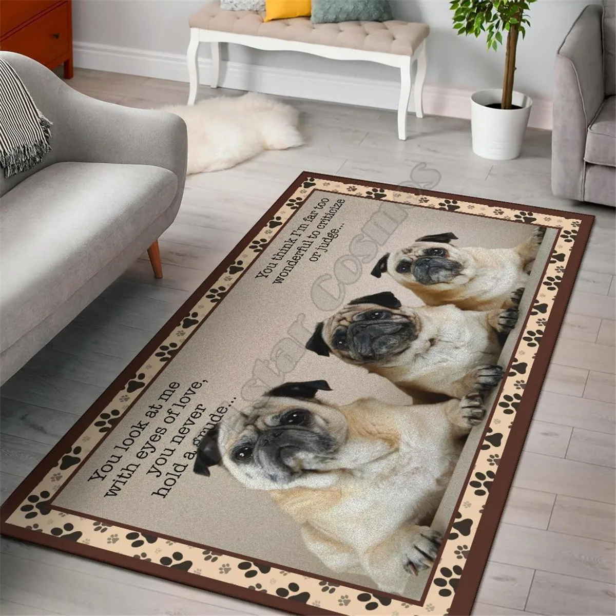 

Pug rug area funny dog collection carpet Floor Mat Rug Non-slip Mat Dining Room Living Room Soft Bedroom Carpet 01