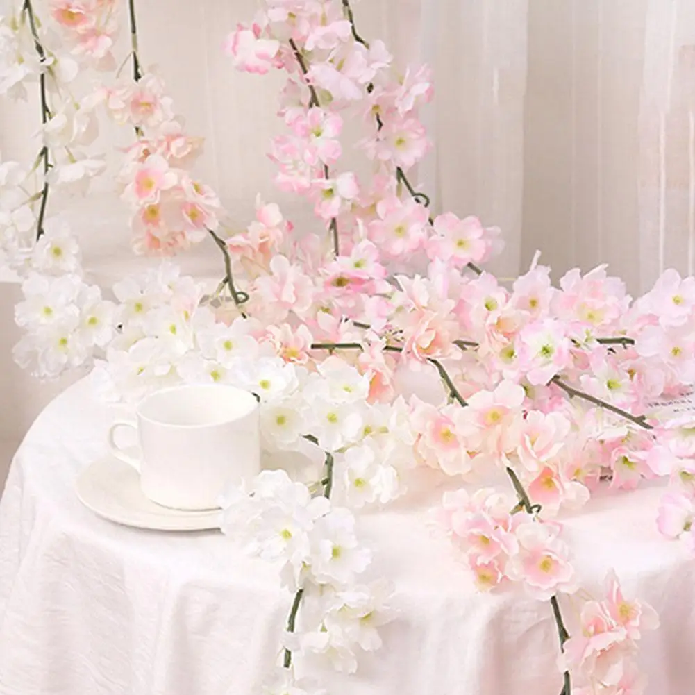 

180CM artificial Cherry blossom vine silk flowers Sakura for party Wedding ceiling decor fake garland arch ivy diy party decor