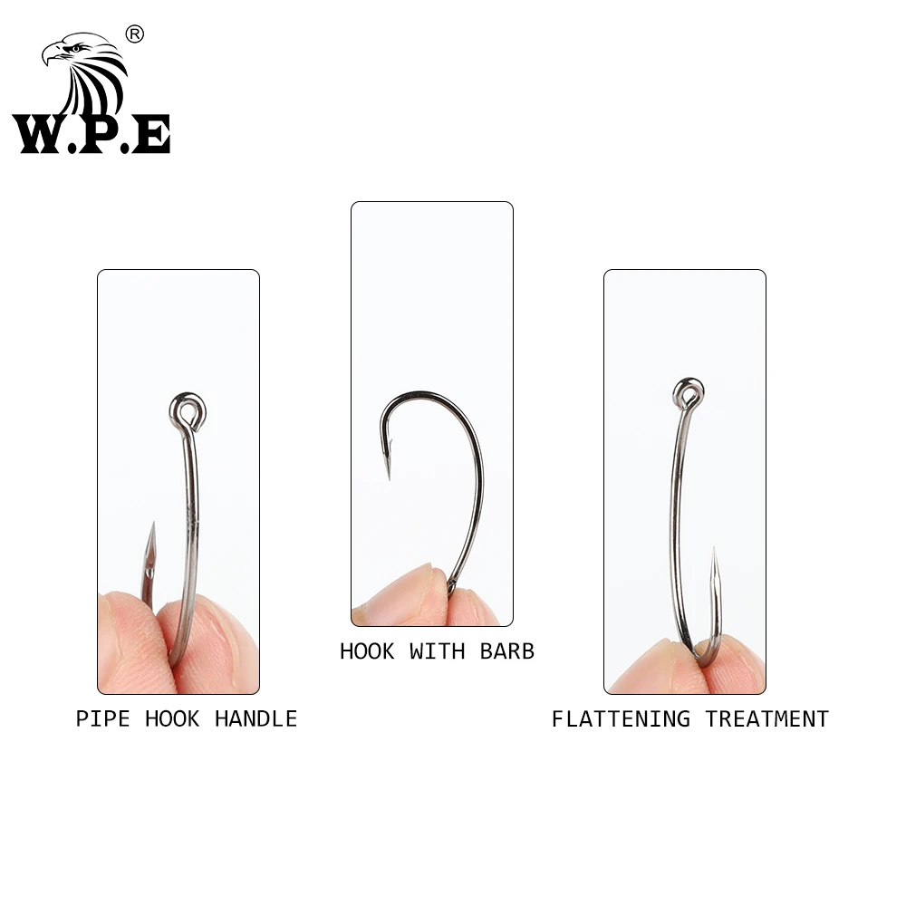 W.P.E 30pcs/lot Fishing Hooks 2#-8# Barbed Single Circle Fishhooks Carp Fishing High Carbon Steel FishingHook Accessories Tackle