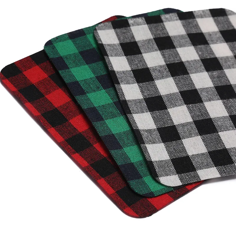 10/12/18/20 Pcs Rectangular Plaid Tartan Fabric Iron-on Patches for Clothing Jeans Repair Decorating Patch Kit, 9.4 CM X 12.4 CM