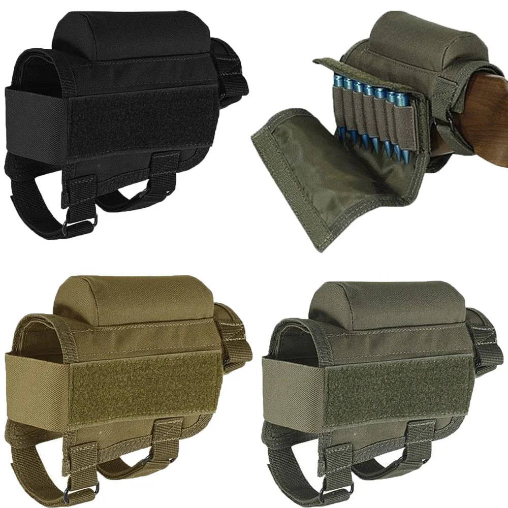 Outdoor Tactical Butt Stock Rifle Cheek Rest Pouch Adjustable Portable Nylon Bag Bullet Holder Riser Pad Ammo Cartridges Bag