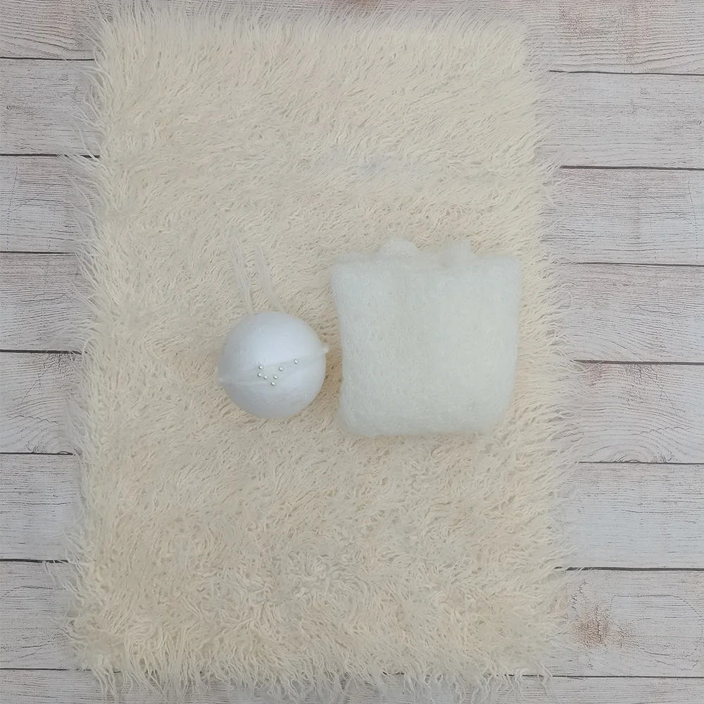 3PCS/Lot 75x50cm Baby Mongolia Long Pile Faux Fur Blanket,150x40CM Wrap, Newborn Pearl Headband Infant Photo Shoot Accessories