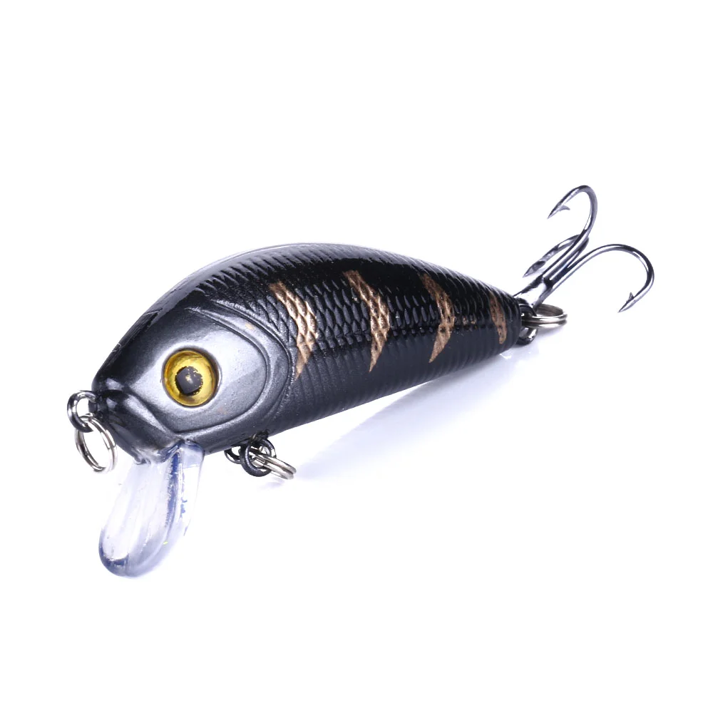 Black Minnow Fishing Lure 50mm 3.6g With Treble Hook Wobbler Artificial Plastic Hard Bait Bass Trout Lure Goods For Fishing Gear