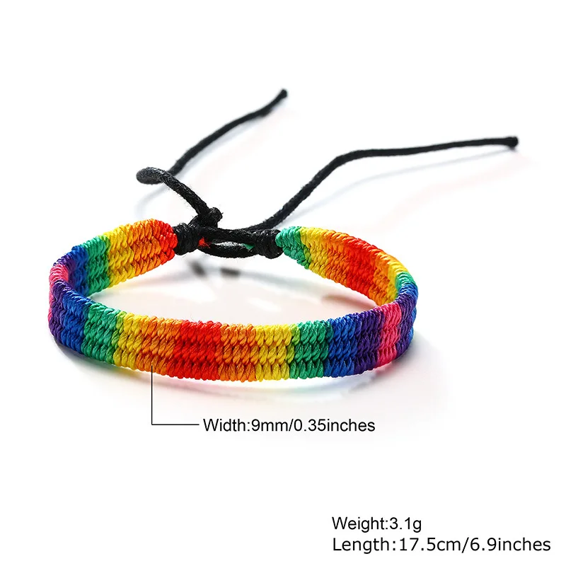 Gay Rainbow Bracelet LGBT Pride Handmade Woven Rope Braided Strap Friendship Jewelry Gift