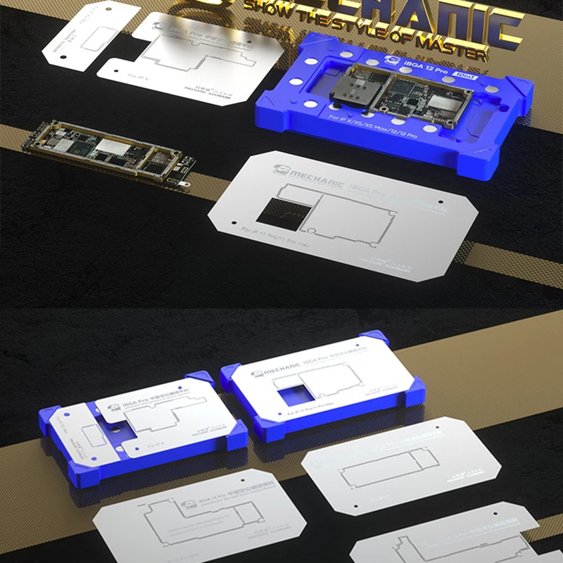 BGA Reballing Stencil Kit for iPhone X/XS/XS Max/11/11 ProMax/12/12 ProMax/12Mini Motherboard Middle Frame Planting Tin Platform