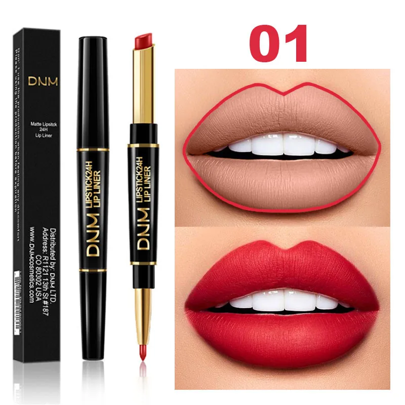 12 สี Long-Lasting Lip Liner Matte ลิปสติก Double HEAD Lip ดินสอกันน้ํา Moisturizing แต่งหน้า Contour เครื่องสําอาง T0838