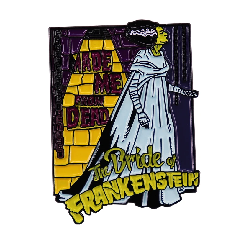 Bride of Frankenstein pin mad Science Fiction Horror Movie Queen Halloween Spooky Badge