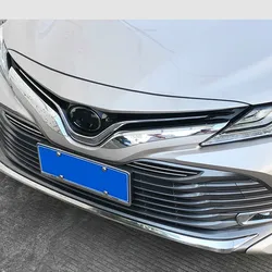 2PCS/set Chrome Plated ABS Trim Strip for Toyota Camry 2018 2019 XV70 8th Front Meshed Grille Accessories
