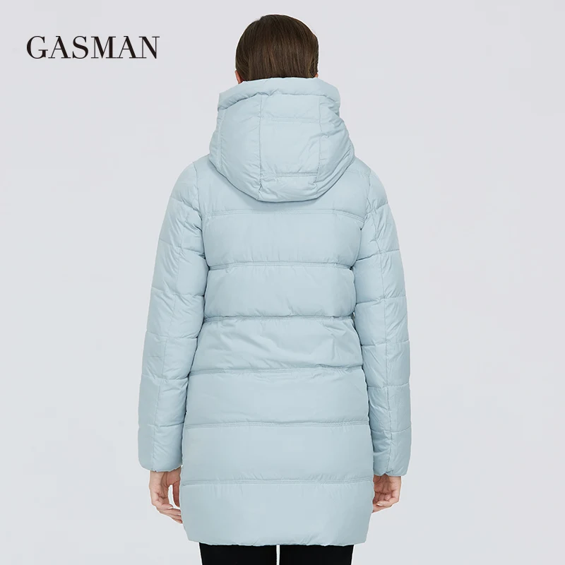 Gasman 2022 preto zíper fino roupas de inverno jaqueta feminina moda com capuz bio casaco feminino quente parkas longo puffer jaqueta 18806