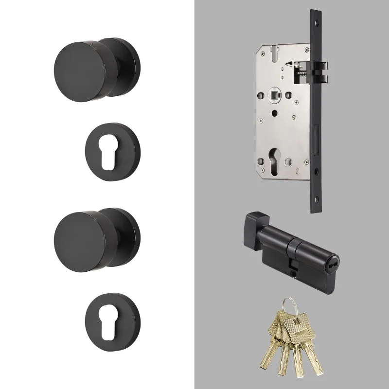 Dooroom Door Lever Set Black Nickel Brass 6