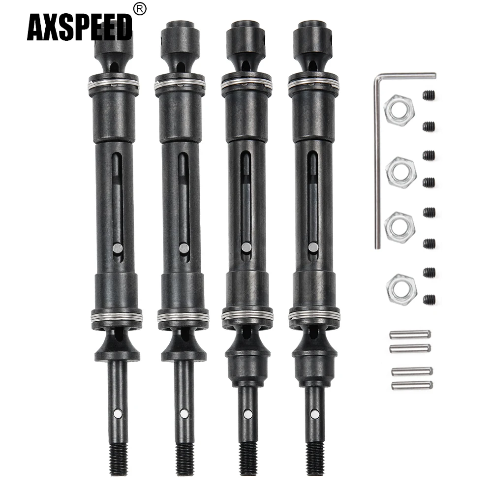 

AXSPEED 4Pcs 115-138mm Steel Front & Rear Drive Shaft CVD for Slash 4X4 Rustler VXL Stampede 1/10 RC Car Truck Upgrade Parts