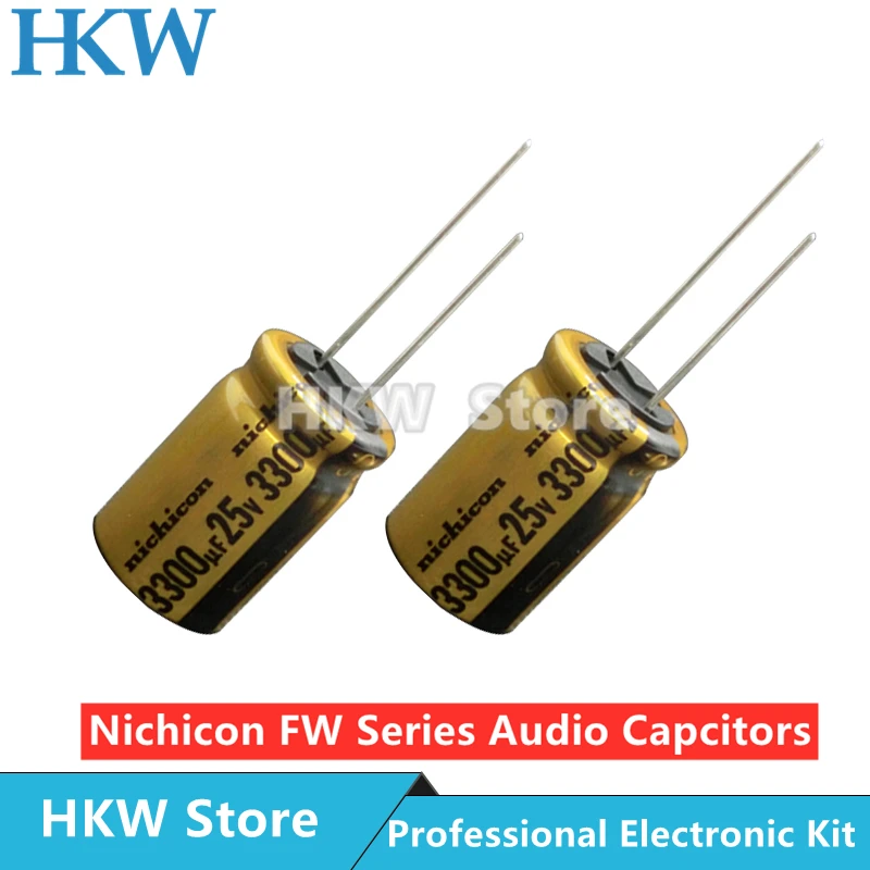 6pcs NICHICON 3300UF 25V 16X25mm FW Series Electrolytic Capacitors Hi-Fi Audio Capacitor New and Original 25V3300UF 16*25MM