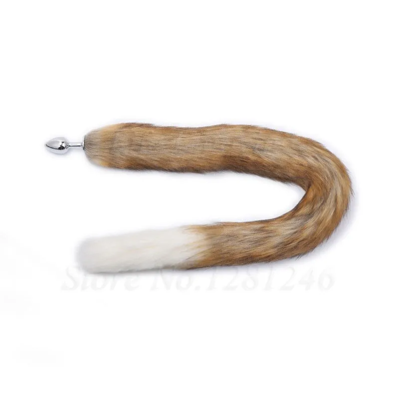 80cm Super Long Faux Fur Fox Tail Anal Plug Metal Butt Plug Cosplay Role Adult Games Anus Beads Sex Toys For Man Women Couples