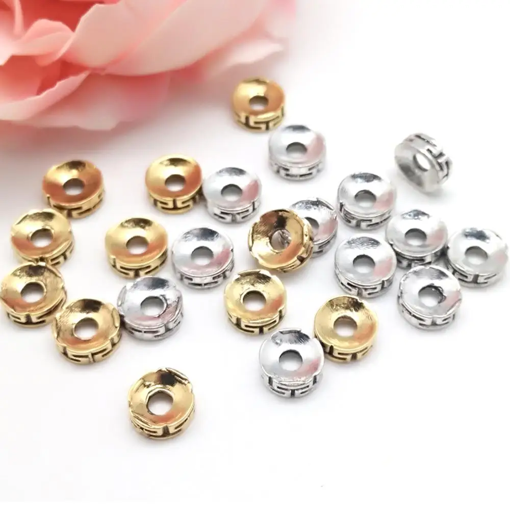 30pcs/lot Ancient Gold Silver Color Zinc Alloy Metal Spacer Beads for DIY Bracelet Necklace Jewelry Findings Making Accessories