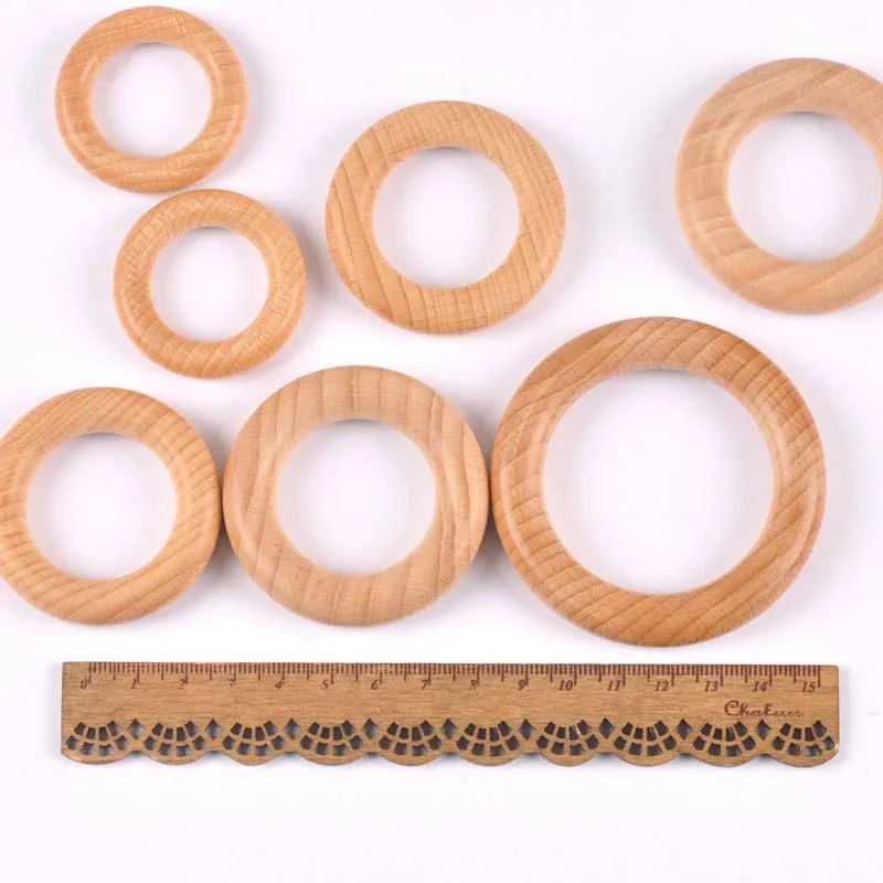 2Pcs 40-70mm Natural Wooden Ring For Jewelry Making DIY Crafts Accessories Kids Wood Baby Teething Beads Round Hoops Home Decor