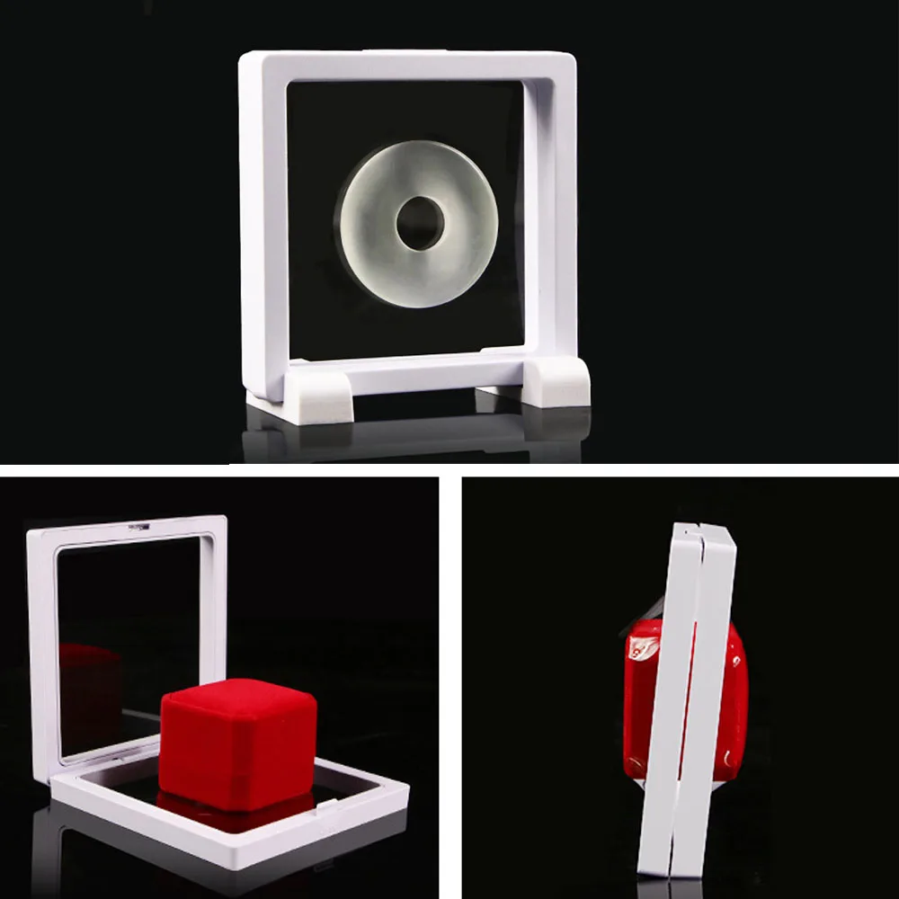 3D Floating Picture Frame Shadow Box Coin/Jewelry Display Stand Ring Pendant Holder Protect Jewellery Stone Presentation Case