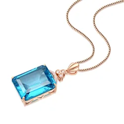 Pure Natural Blue Topaz Pendant 925 Sterling Silver Water Drop Shape Necklace Colgantes Bizuteria Pierscionki Pendant for Women