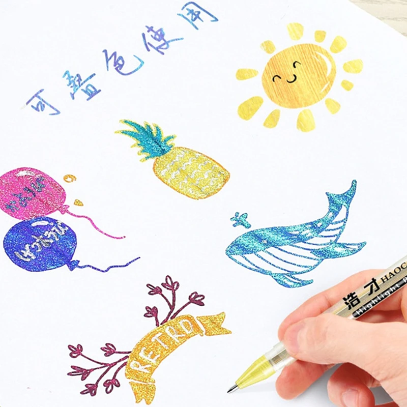 キラキラ蛍光ペンペイントマーカー、アーティストアート描画、グラフィティマークペン、オフィス学用品、学生文房具、ライティングツール、1個