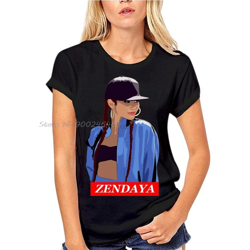 Cool Zendaya Women Short-Sleeved Standard T-Shirt Girl Cotton O-neck T Shirt Hip Hop Tees Tops Harajuku