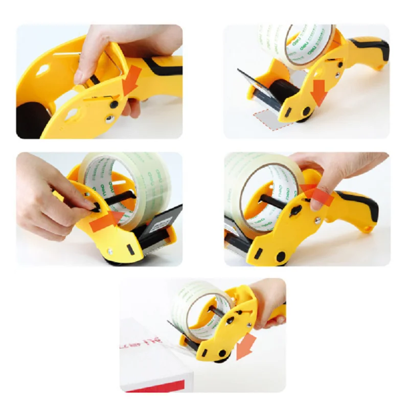 60mm Packing Tape Gun Easy To Tape Boxes, Seal Cartons, Easy Side Loading, Best Tape Dispenser for Shipping, Pack ; Random Color