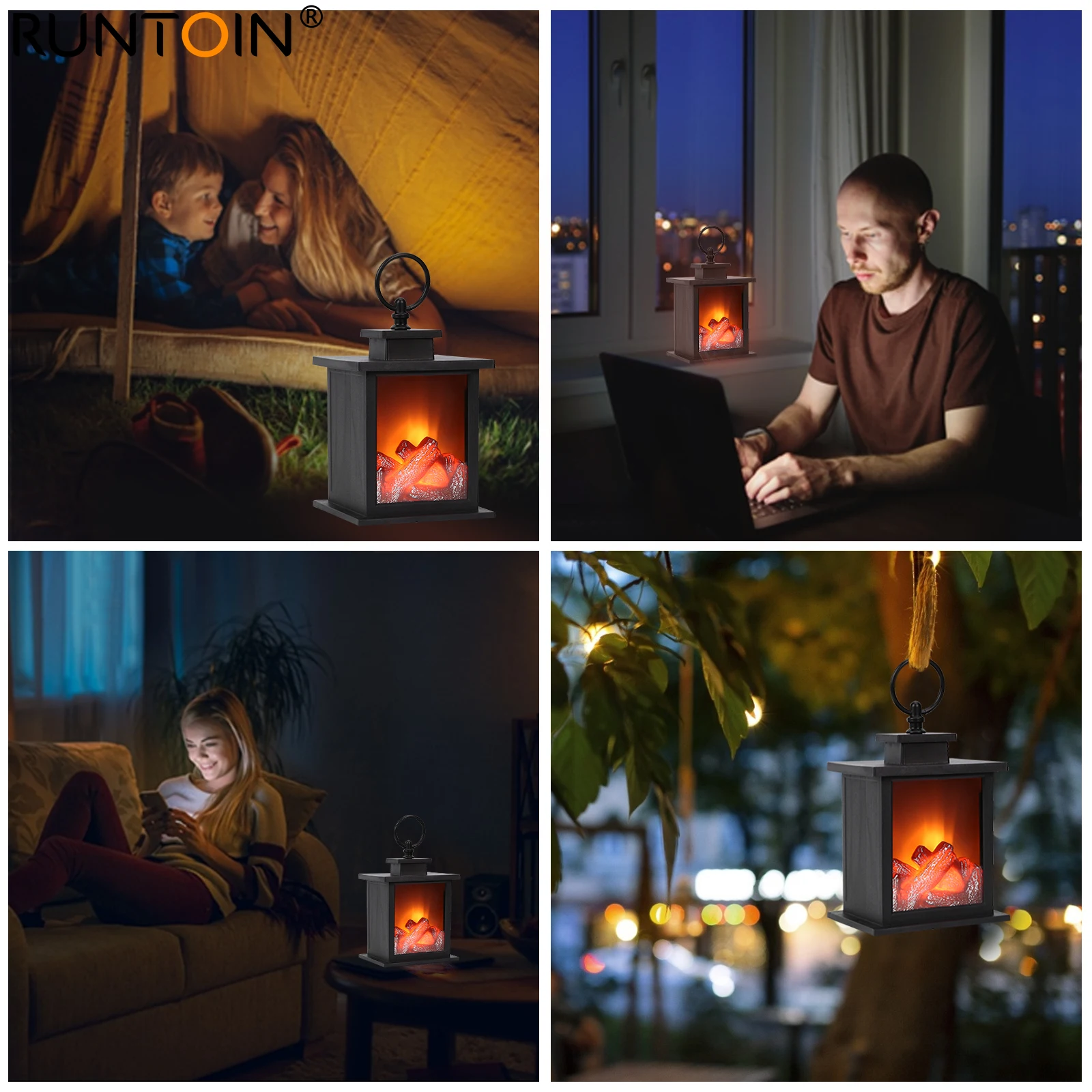 LED Simulated Fireplace Light Flame Lantern Lamps Creativity Effect Light AA Battery Courtyard Living Room Lawn Bedroom Terrace