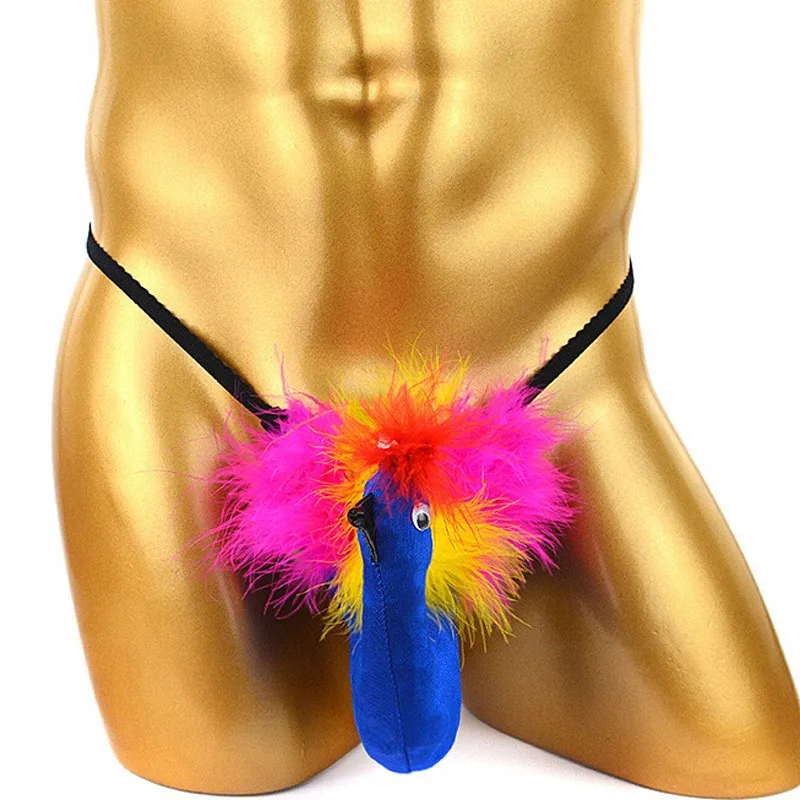 Funny Big Bird Penis Pouch Thongs Men Erotic Lingerie Breathable Sexy G-string Nightclub Stage Underwear T-back Tanga For Party