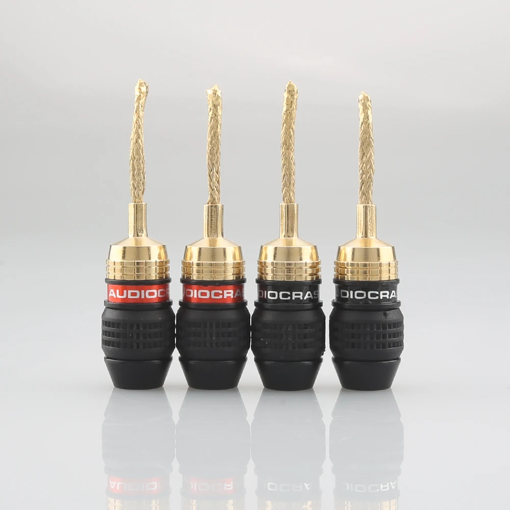 

8PCS Audiocrast B836G Speaker 2mm Pin Copper Wire Braided Banana Plugs Connector HIFI Speaker Cable Plug