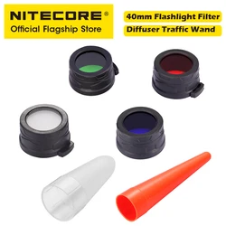 Nitecore-フィルター付き懐中電灯,40mm,赤,青,緑,ディフューザー,トラフィックwandアダプターnfr40 nfb40 nfg40 nfd40 ndf40 ntw40,mh25 ea4用