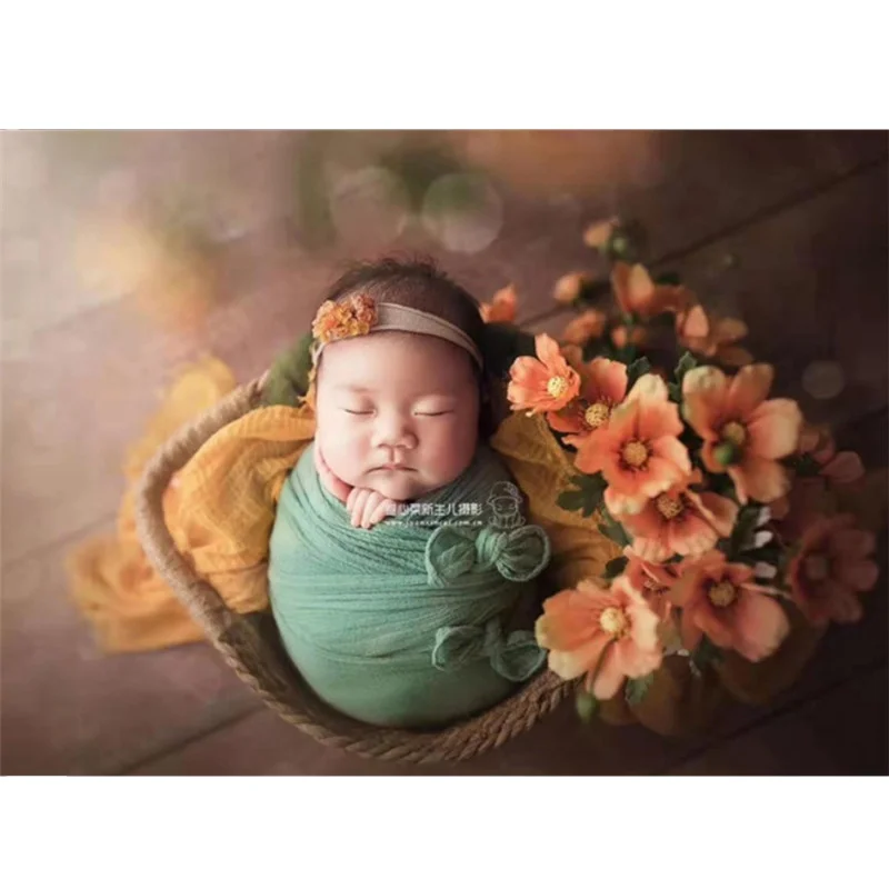 Newborn Photography Props Hand-Woven Straw Basket Natural Bamboo Baby Props Baskets Baby Shooting Accessories Posing Background